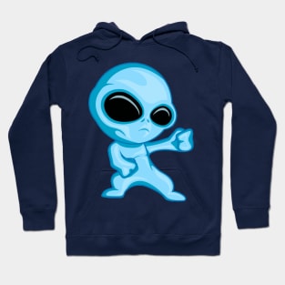 blue little alien standing up Hoodie